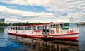 Cruiser boat float on river water in hamburg, germany