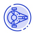Cruiser, Fighter, Interceptor, Ship, Spacecraft Blue Dotted Line Line Icon Royalty Free Stock Photo