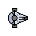 Cruiser, Fighter, Interceptor, Ship, Spacecraft  Flat Color Icon. Vector icon banner Template Royalty Free Stock Photo