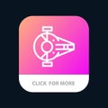 Cruiser, Fighter, Interceptor, Ship, Spacecraft Mobile App Button. Android and IOS Line Version Royalty Free Stock Photo