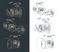 Cruiser motorcycle drawings