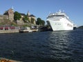 Cruiser in Oslo harbor Royalty Free Stock Photo