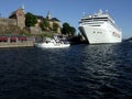 Cruiser in Oslo harbor Royalty Free Stock Photo