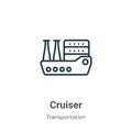 Cruiser outline vector icon. Thin line black cruiser icon, flat vector simple element illustration from editable transportation Royalty Free Stock Photo