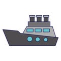Cruiser ship boat symbol isolated blue lines