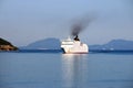 Cruiser ship sailing near Corfu island