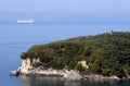 Cruiser ship sails on the Ionian Sea Parga Greece