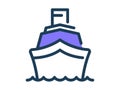 Cruiser ship single isolated icon with dash or dashed line style