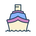 Cruiser ship single isolated icon with filled line style