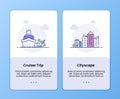 Cruiser trip cityscape campaign for onboarding mobile apps application template banner