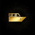 Cruiser voyage gold, icon. Vector illustration of golden particle