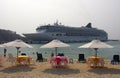 Cruiseship near the beach Royalty Free Stock Photo