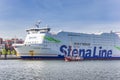 Cruiseship and old sailing boat in the harbor of Kiel Royalty Free Stock Photo