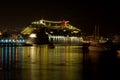 Cruiseship Reflecting at Night Royalty Free Stock Photo