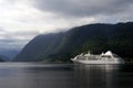 Cruiseship at Ulvik fjord Royalty Free Stock Photo