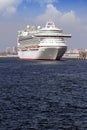 Cruiseship Ventura maneuvering to leave Alicante. Royalty Free Stock Photo