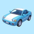 Cruisin\' in Blue: Cartoon Sedan Adventure Royalty Free Stock Photo