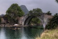 Cruising on bamboo boat in Yulong River, Guilin, Guangxi, China Royalty Free Stock Photo