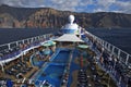 Cruising Hawaii on a large luxury liner, approaching the Napali coast.