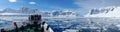 Cruising through the Neumayer channel full of Icebergs in Antarctica. Royalty Free Stock Photo