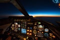 Sunset seen from a business jet cockpit Royalty Free Stock Photo