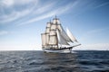 cruising sailboat with white sails billowing in the wind Royalty Free Stock Photo