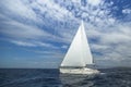 Cruising on a sailing boat. Boat in sailing regatta. Royalty Free Stock Photo