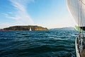 Cruising Sailing Yacht, at sea under sail. Royalty Free Stock Photo