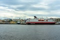 Cruising ship Nordkapp of Hurtigruten at port in Kristiansund in Norway