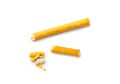 Crumbled Bread Stick Isolated, Broken Breadstick, Grissini, Pretzel Crumbs, Bread Stick on White Background Royalty Free Stock Photo