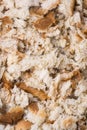 Crumbled leftover bread, food background texture, top down closeup view Royalty Free Stock Photo