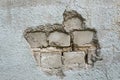 Crumbled off stucco white brick wall wallpaper background backdrop Royalty Free Stock Photo