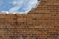 Crumbling brick wall with sky Royalty Free Stock Photo