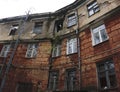 Crumbling buildings large crack brick