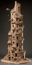 The Crumbling Clay Tower of Despair Rebuilding Itself. A Symbol of Resilience. Royalty Free Stock Photo