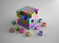 Crumbling colored cubes Royalty Free Stock Photo