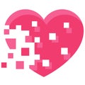 Crumbling heart icon, Love and heart vector