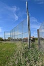 Crumbling bleacher behind home plate of a baseball field Royalty Free Stock Photo