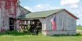 Crumbling Old Barn With American Flag Royalty Free Stock Photo