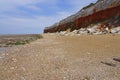 Crumbling red and white cliffs of Hunstanton Royalty Free Stock Photo