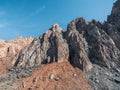 Crumbling rock. Abstract crumbling cliff rock formation. Eroding rock cliffs