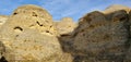 Crumbling rock faces slowly being etched by the environment