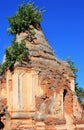 Crumbling ruins of an old stone pagoda at In Dien located on the southwestern side of Inle Lake, Myanmar Royalty Free Stock Photo