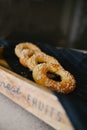 Crumbly bagels with sesame seeds.