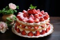 Crumbly Biscuit cake strawberry. Generate Ai