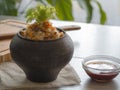 Crumbly buckwheat with butter, food healthy Royalty Free Stock Photo