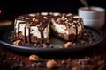 Crumbly Cheesecake chocolate cookie dessert. Generate Ai