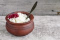 Crumbly homemade cottage cheese