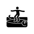 Crumbly waves surfing black glyph icon