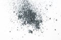 Crumbs of crushed grey shiny eyeshadow isolated on white background, beauty and glamour concept Royalty Free Stock Photo